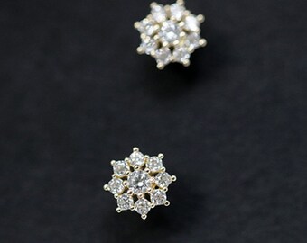 Ear chip solid silver s925 gold plated minimalist-PRICE PER PIECE- nail snowflake earring zircon earring