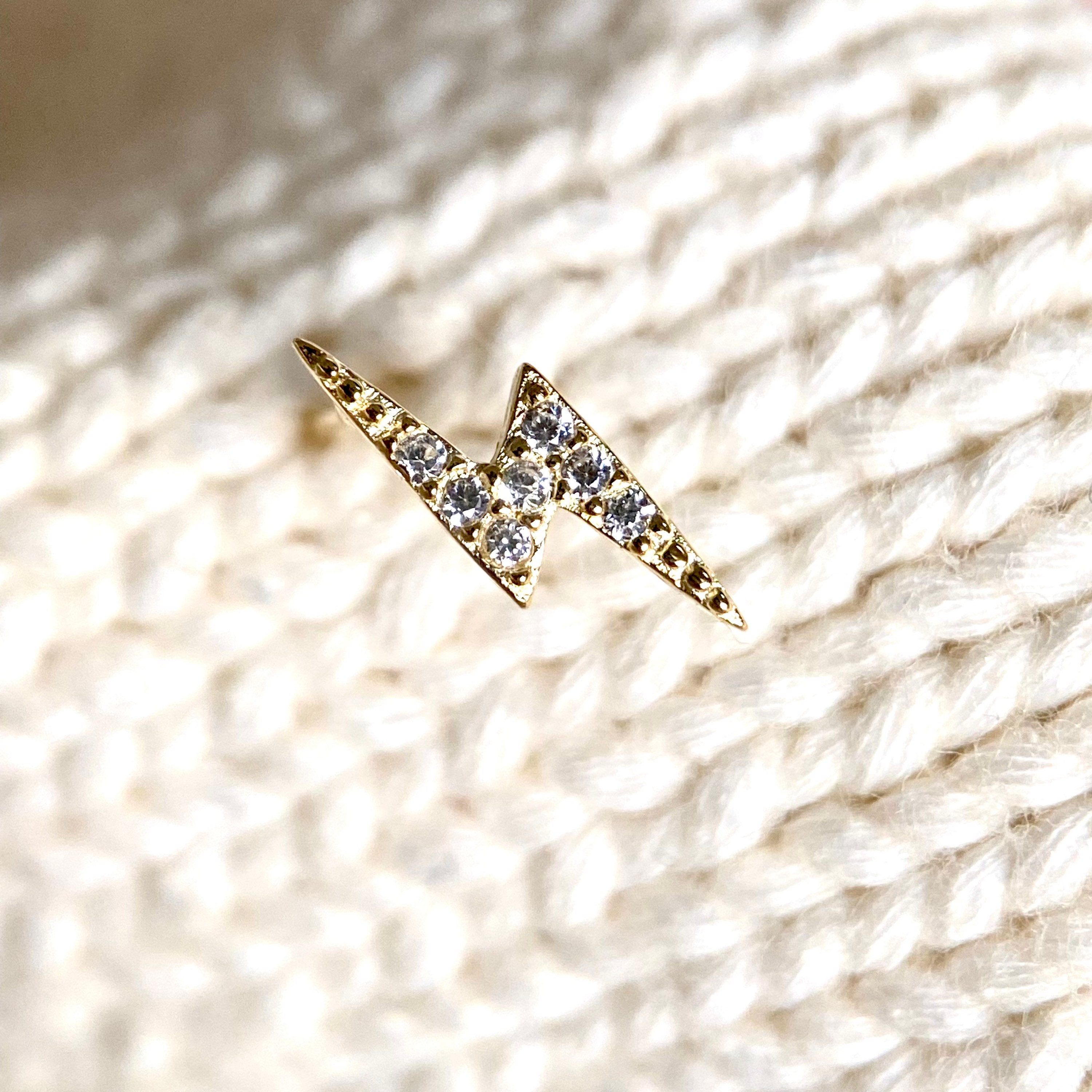 Solid S925 Gold Lightning Bolt Earring - PRICE PER PIECE