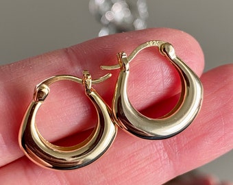 Solid s925 silver earrings - 14k gold earrings - ear huggie - gold creole - minimalist silver ear jewelry