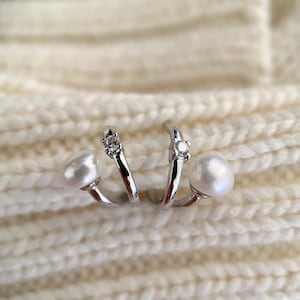 Solid s925 silver earrings-rose gold stud earrings-pearl earrings-white gold earrings-pearl ear jewelry