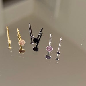 Minimalist golden s925 silver ear stud PRICE PER PIECE black ear stud silver piercing stud gold cartilage earring image 1