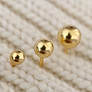Minimalist fine 14k gold s925 silver ear stud - PRICE PER PIECE - gold ball ear stud tiny ball earring