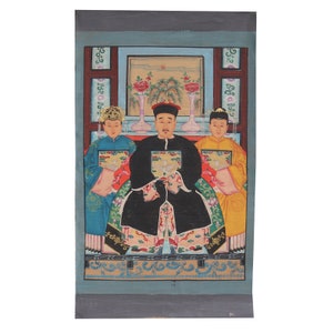 Original Hand-Painted Chinese Ancestor Canvas: Unique Asian Gift