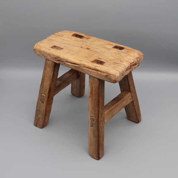 Antique Solid Wood Very Old Chinese Garden Stool - Old & Small Wooden Stool