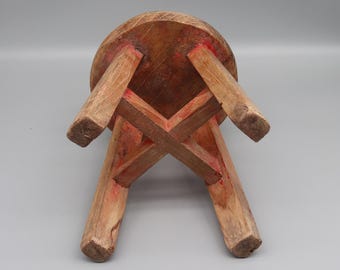 Chinese garden stool antique very old solid wood small wooden stool