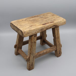 Chinese garden stool very old antique solid wood small wooden stool