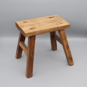 Chinese garden stool very old antique solid wood small wooden stool