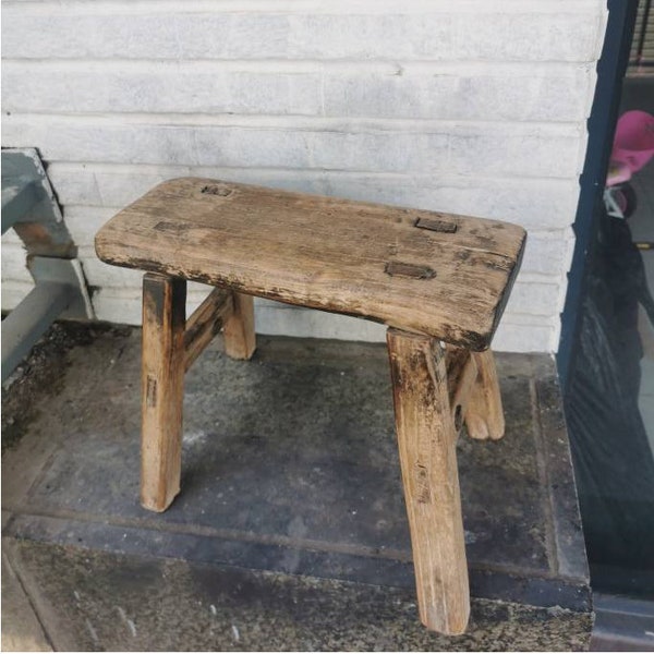 Chinese old antique solid wood saddle stool