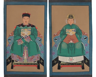 Chinese ancestor painting on canvas fabric for unique Asian gift