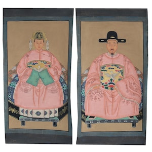 Hand-Painted Chinese Ancestor Canvas: Unique Asian Gift for Parents