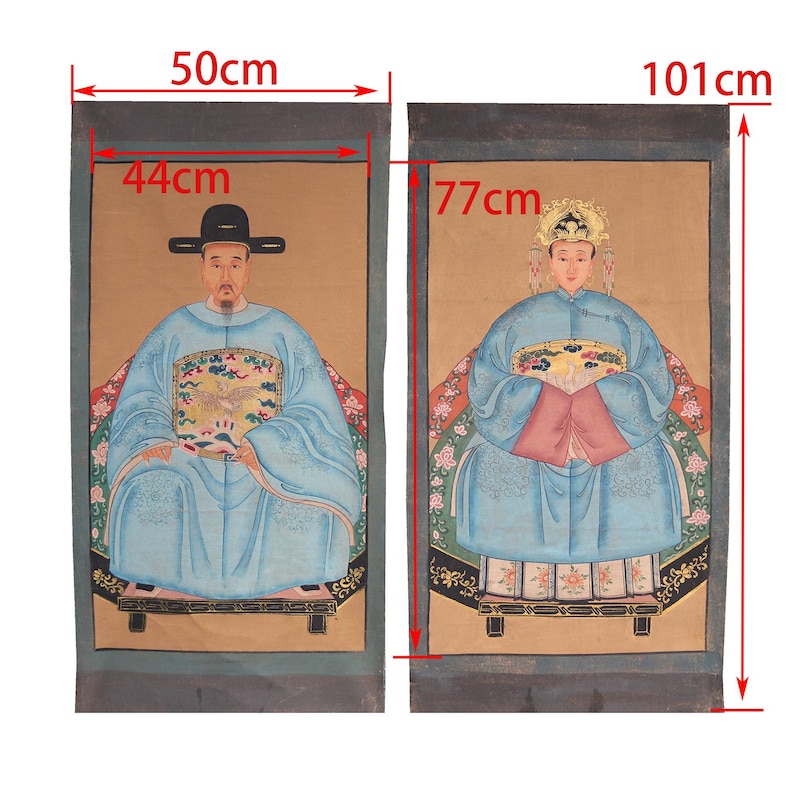 Pintura de antepasados chinos, arte mural chino sobre tela de lienzo para un regalo chino asiático único imagen 2