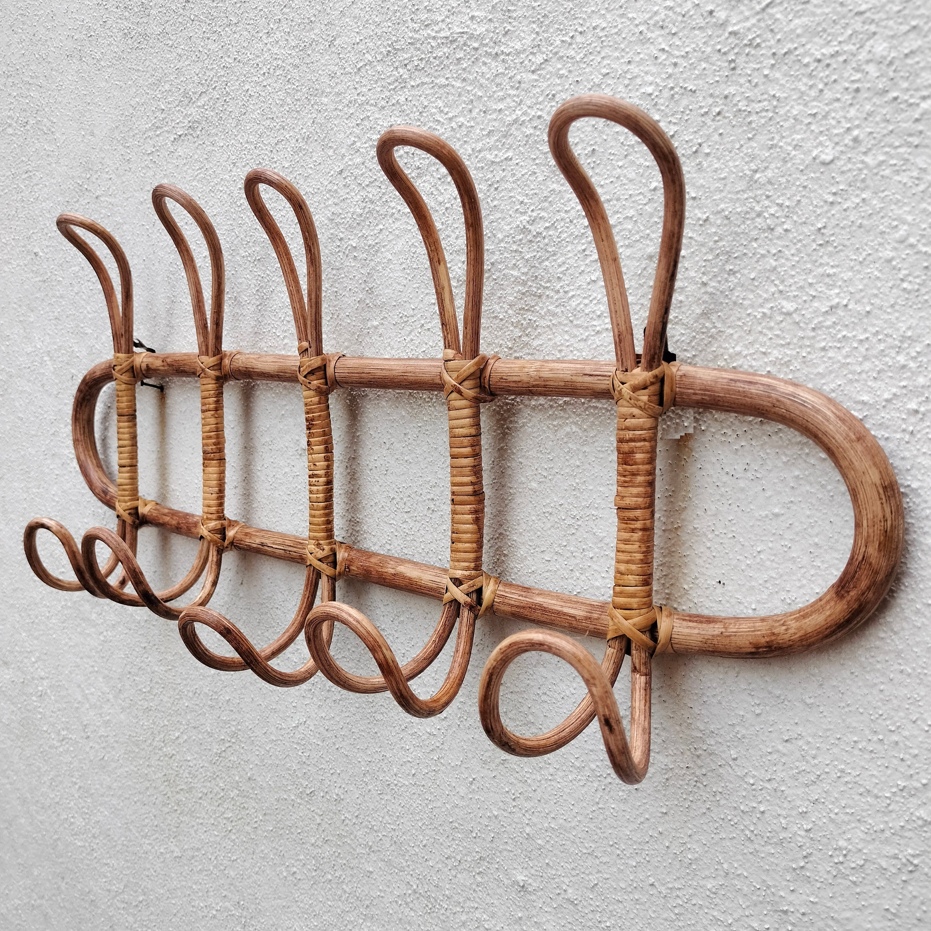 Rattan Coat Hanger Rack - Black/beige - Home All