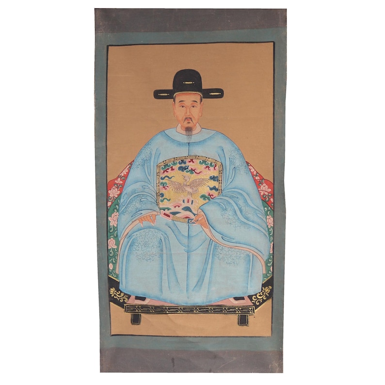 Pintura de antepasados chinos, arte mural chino sobre tela de lienzo para un regalo chino asiático único imagen 3
