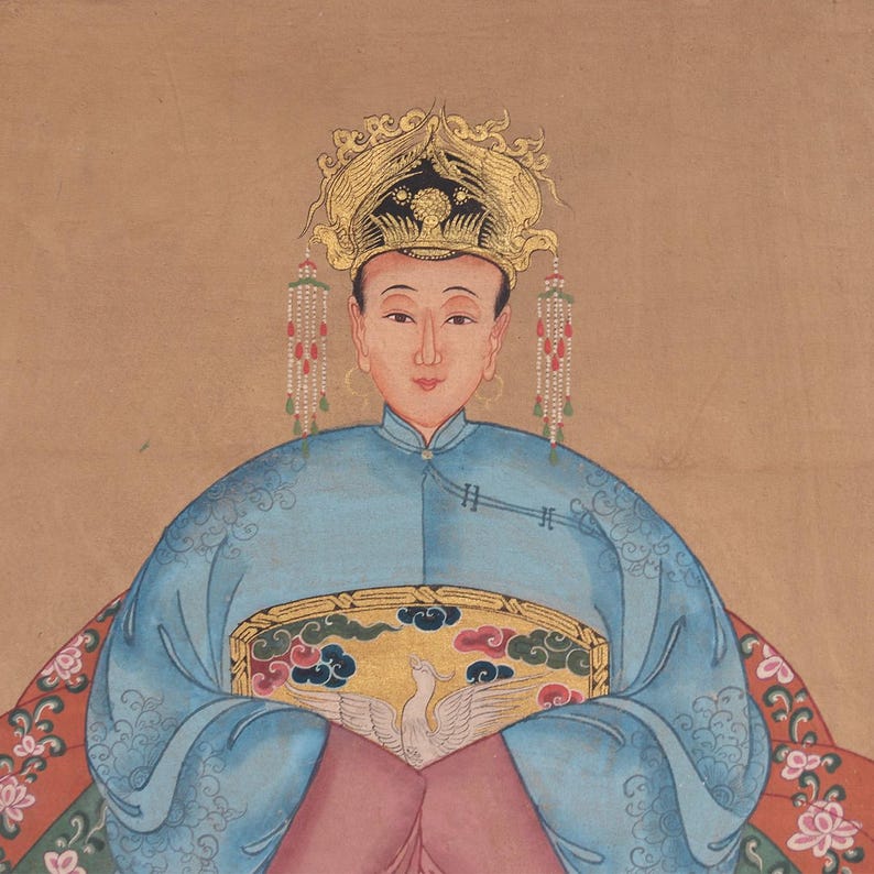 Pintura de antepasados chinos, arte mural chino sobre tela de lienzo para un regalo chino asiático único imagen 6