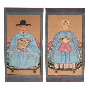 Pintura de antepasados chinos, arte mural chino sobre tela de lienzo para un regalo chino asiático único imagen 1