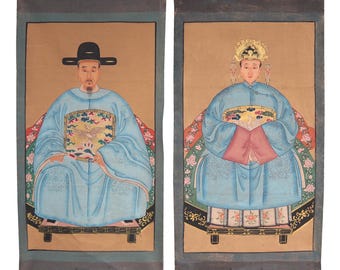 Pintura ancestral chinesa, arte de parede chinesa em tecido de tela para presente chinês asiático exclusivo