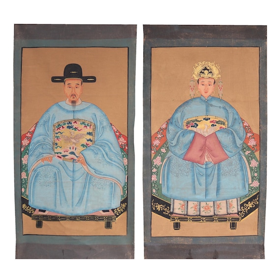 Chinese ancestor painting Chinese wall art on canvas fabric for unique Asian Chinese gift