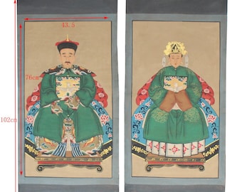 Pintura de antepasados chinos sobre tela de lienzo para un regalo asiático único.