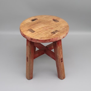 Chinese garden stool antique very old solid wood small wooden stool