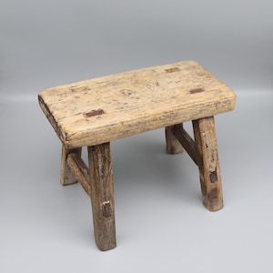 Chinese antique very old solid wood small wooden stool