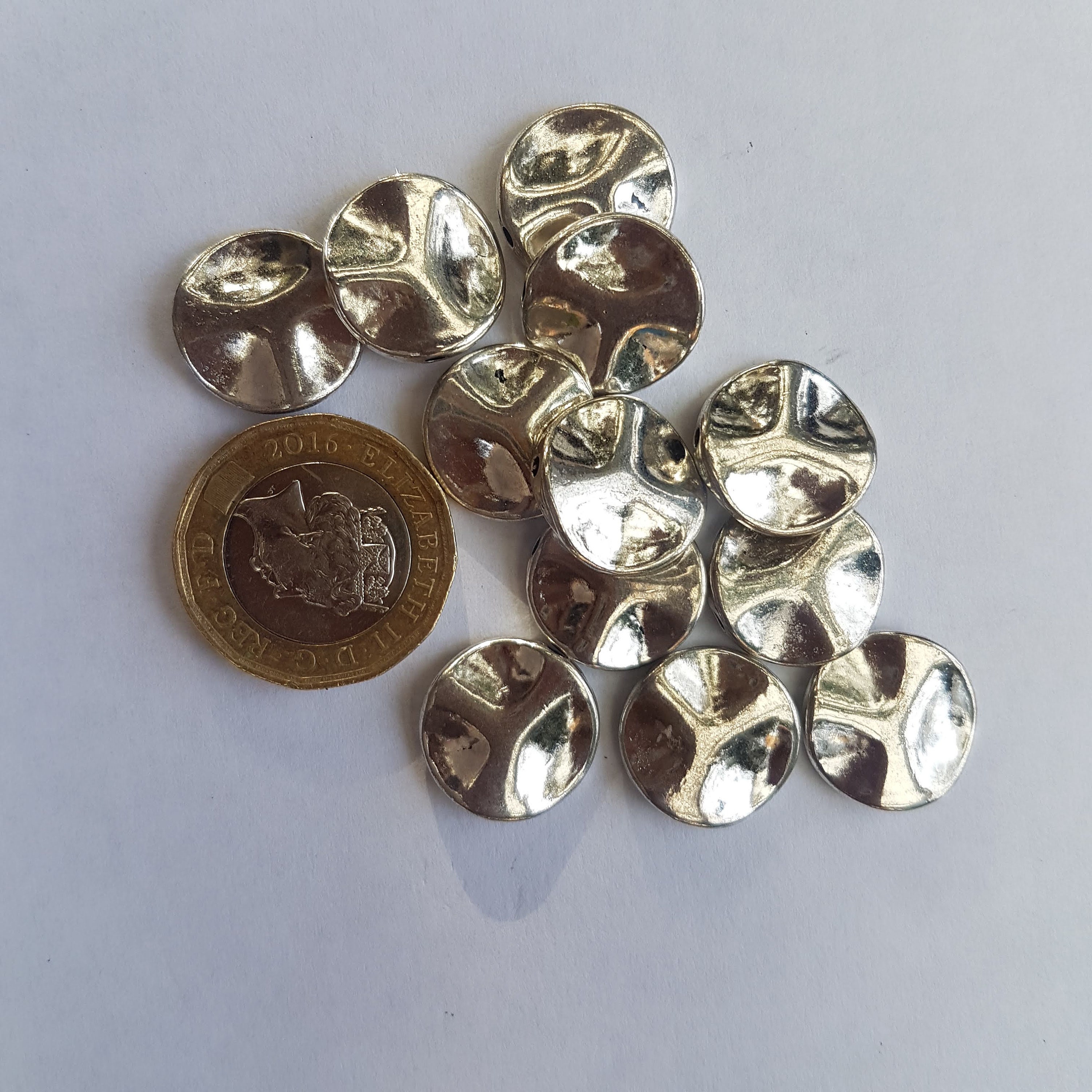 16mm silver bead coin. Antique effect. You will get 20in a | Etsy