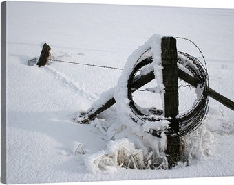 PNW, Northwest, Washington, Egypt, Davenport, Fort Spokane, Lincoln County, Landscape, Fence, Winter, Snow, Fencepost, Barbwire Roll 5861