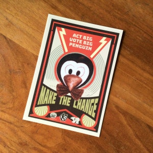 Carte postale A6 "Act Big Vote Big Penguin"