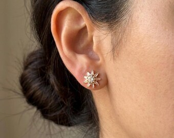 Złote kolczyki w kształcie gwiazdy | Kryształowa biżuteria North Star ze stali nierdzewnej