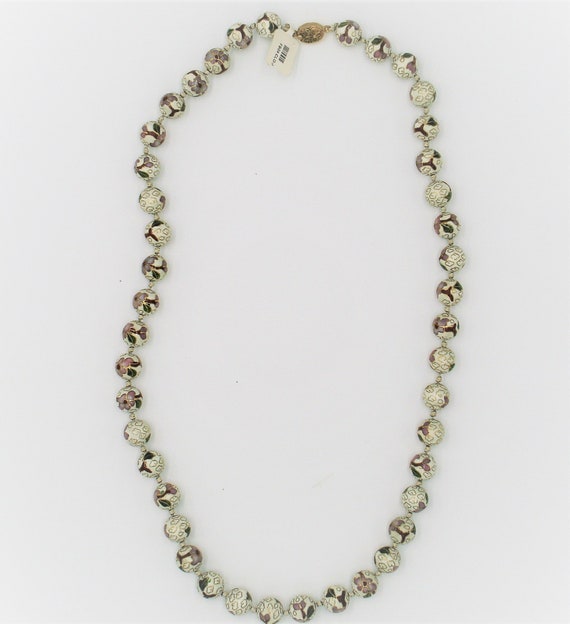 Vintage Cloisonné knotted Necklace NCL01 - image 3
