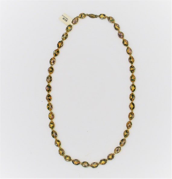 Vintage Cloisonné knotted Necklace NCL02 - image 3