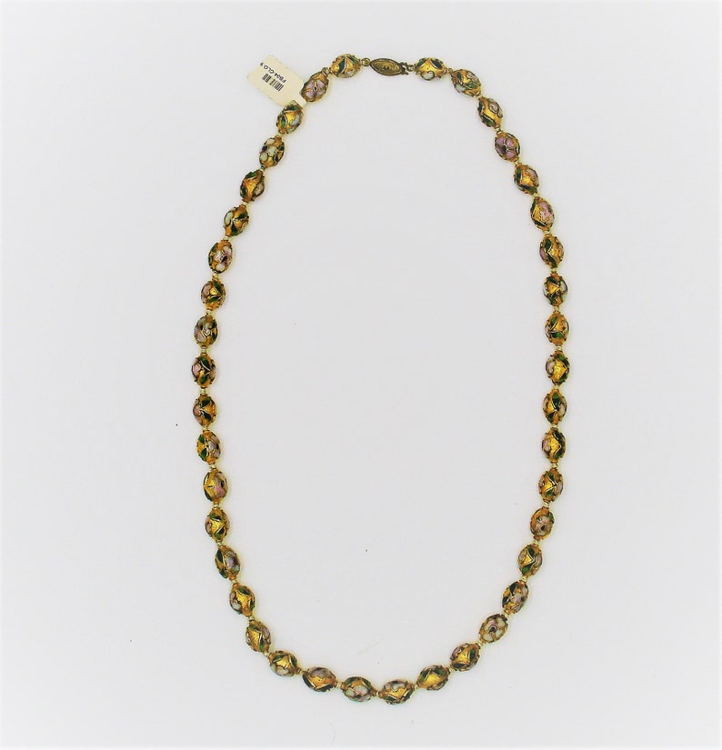 Vintage Cloisonné knotted Necklace NCL02 image 3