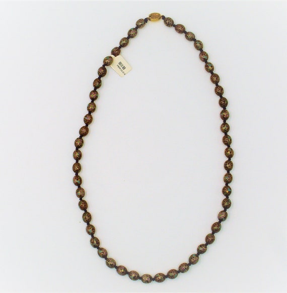 Vintage Cloisonné knotted Necklace NCL02 - image 2