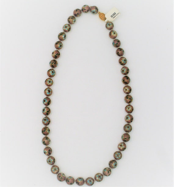Vintage Cloisonné knotted Necklace NCL01 - image 2