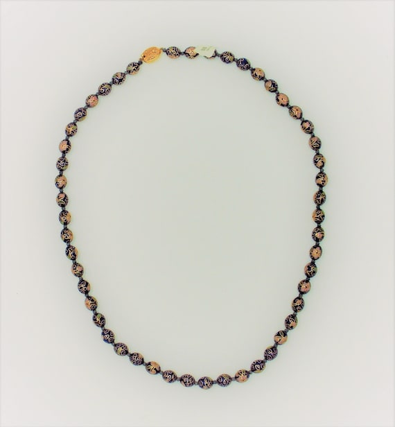 Vintage Cloisonné knotted Necklace NCL02 - image 1