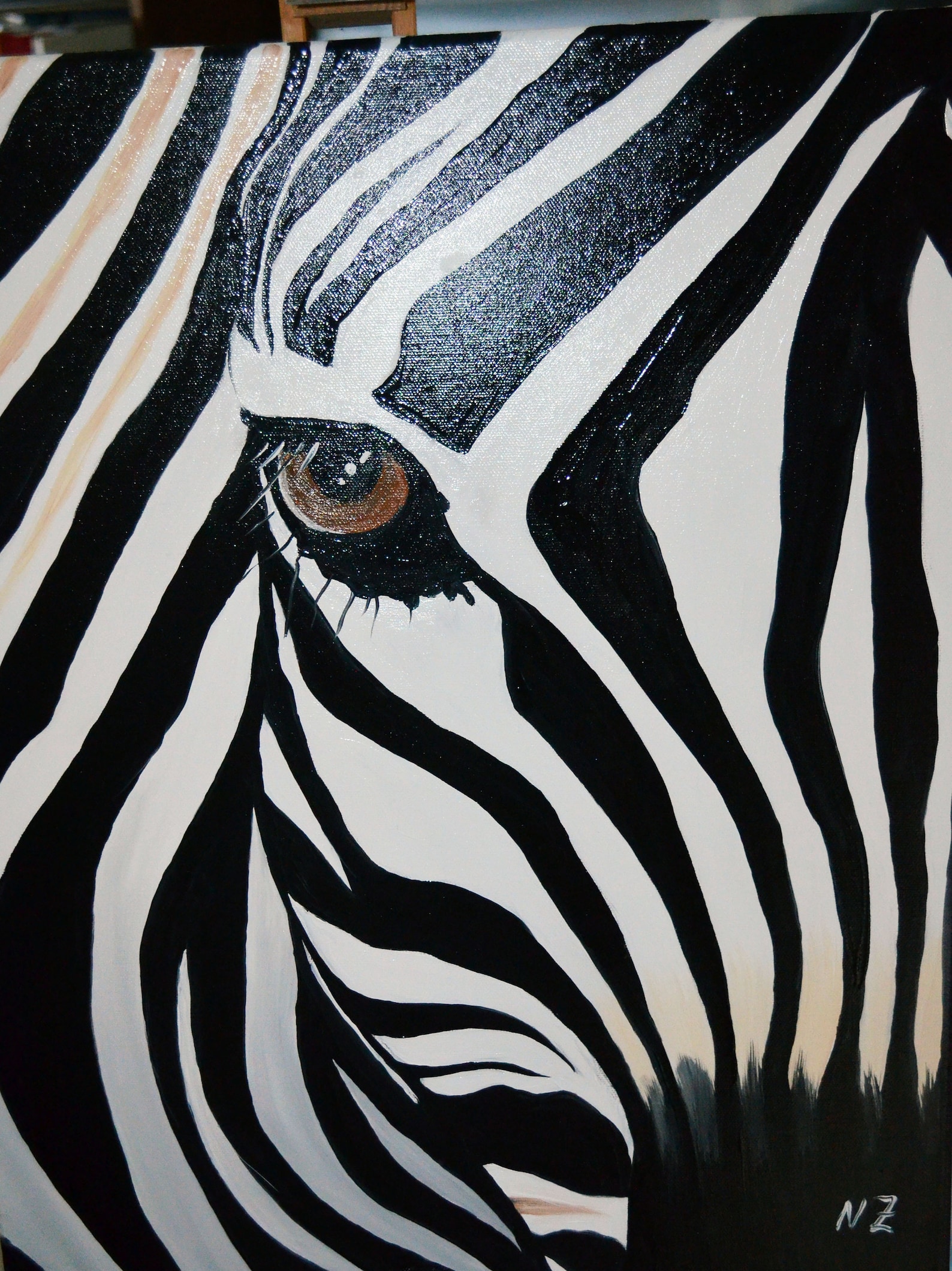Oil painting. zebra. Canvas oil 50 x60 cm Etsy