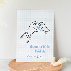 Carte Fête des Pères personnalisée – Mains enfant & papa – Prénoms au choix – Version “Bonne fête Papa” ou “Daddy cool”