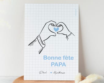 Personalized Father's Day Card – Child & Dad's Hands – Choice of First Names – “Happy Father's Day” or “Cool Daddy” Version