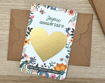 Carte cadeau à gratter personnalisée - joyeux anniversaire - bon cadeau, carte à offrir