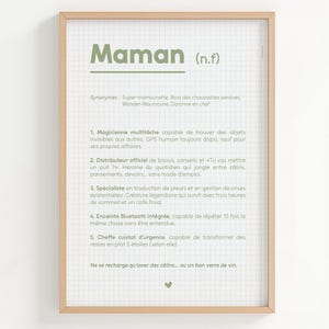 Affiche Maman Humoristique – Fête des Mères – Style carreaux verts – Cadeau drôle et tendre à imprimer ou version papier