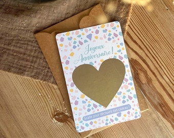 Carte cadeau à gratter personnalisée - joyeux anniversaire - bon cadeau, carte à offrir