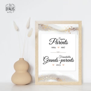 Personalized grandparents pregnancy announcement poster, original gift for Mother's and Father's Day. Gift for future grandpa and grandma.