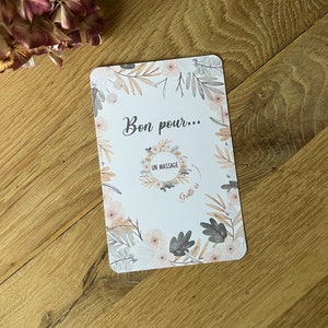 Bon à gratter personnalisable - carte cadeau originale pour offrir massage, restaurant, tatouage, câlins, bisous