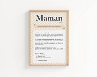 Affiche Maman Humoristique – Fête des Mères – Style Vichy – Cadeau drôle et tendre à imprimer ou version papier