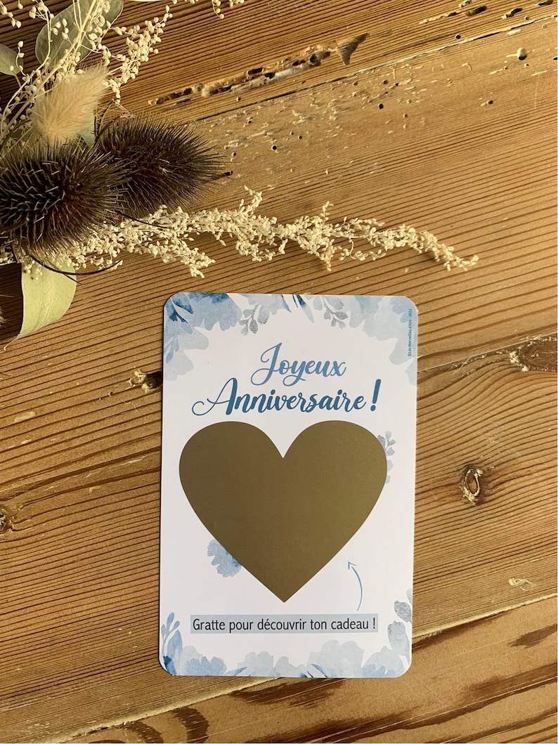 Carte cadeau à gratter personnalisée - joyeux anniversaire - bon cadeau, carte à offrir Sans enveloppe