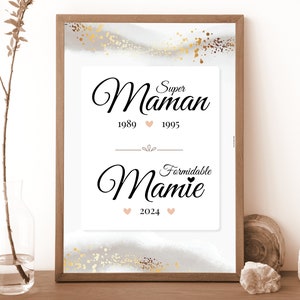 Personalized gold grandma pregnancy announcement poster, original gift for Mother's and Grandmother's Day. Gift for future mother.