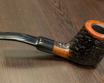 Bulldog Briar Pipe Rustic Briar Tobacco Pipe 9 mm Filter Pipe,Partly Ructic Briar Smoking Pipe