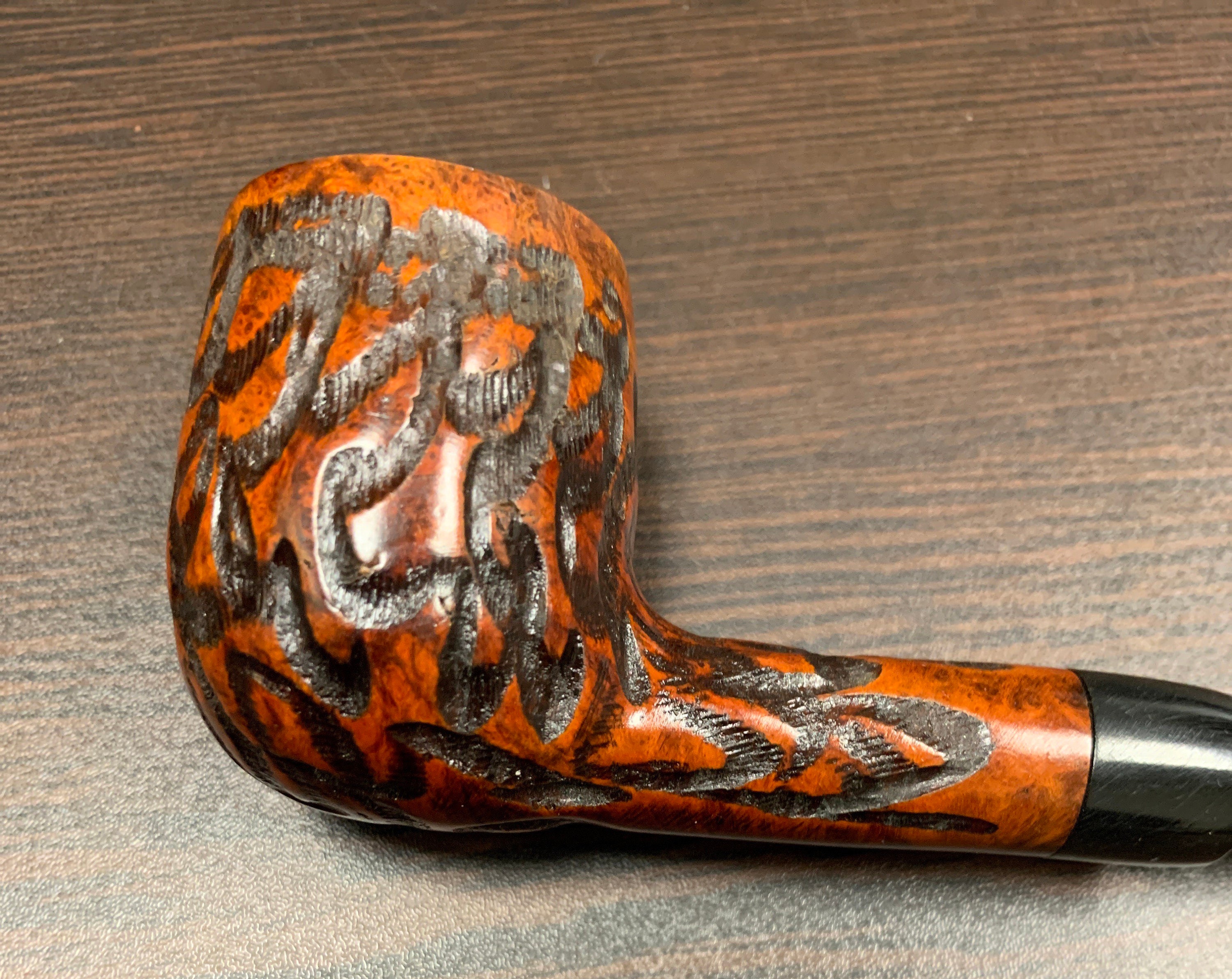 Briar pipe with hand rusticated bowl smaller size frame and Etsy