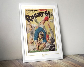 Vintage poster RUGBY 61 I the team I advertising I vintage pub