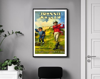 Retro sport golf poster - Johnnie Walker - vintage golf