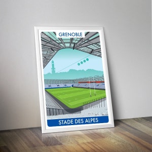 GRENOBLE stadium poster I Stade des Alpes I Rugby stadium I Rugby poster
